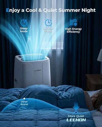 Portable Air Conditioner 14000 BTU, 4-in-1 Cooling, Dehumidifier, Fan & Sleep Mode, 24-Hour Timer, Auto-Swing, Remote Control, Exhaust Hose