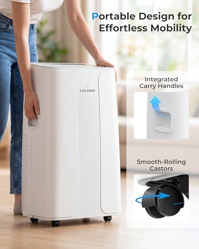 Portable Air Conditioner 14000 BTU, 4-in-1 Cooling, Dehumidifier, Fan & Sleep Mode, 24-Hour Timer, Auto-Swing, Remote Control, Exhaust Hose