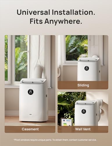 12000 BTU Portable Air Conditioner, 3-in-1 Cooling, Fan & Dehumidifier, Smart App, Voice & Remote Control, Universal Window Kit