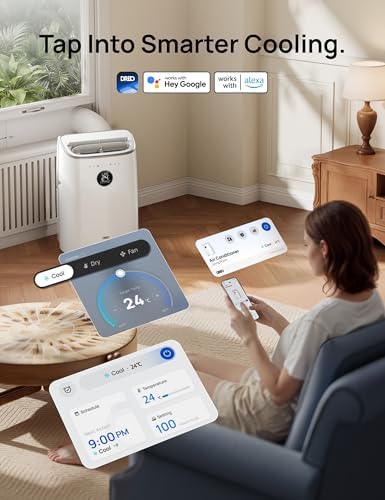 7500 BTU Portable Air Conditioner, 3-in-1 Cooling, Fan & Dehumidifier, Smart App, Voice & Remote Control, Universal Window Kit
