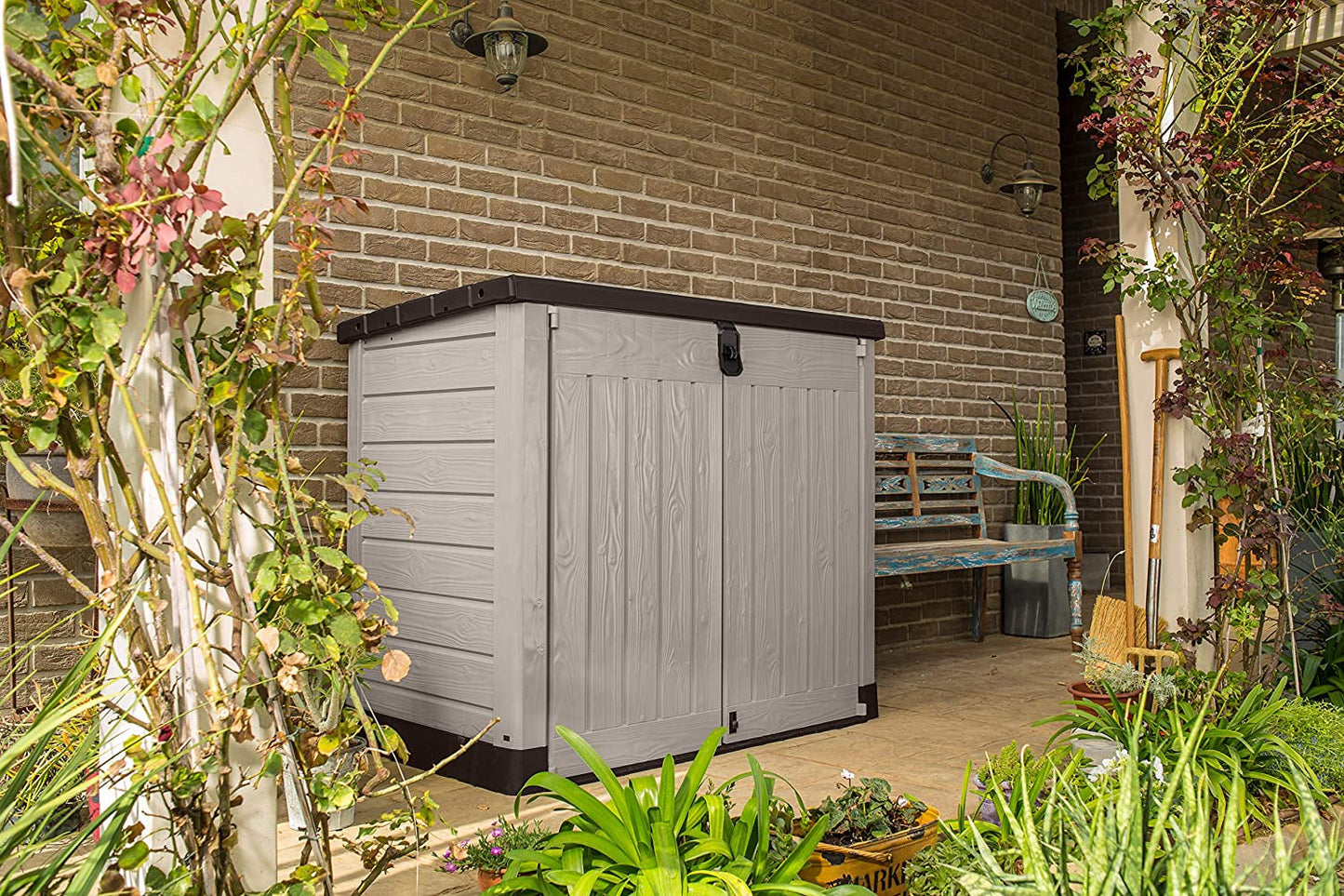 Store-It-Out Nova Outdoor Garden Storage Shed – Light Grey with Dark Grey Lid, 880L Capacity