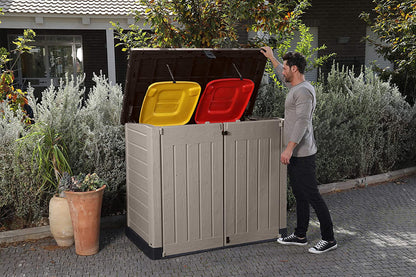 Store-It-Out Nova Outdoor Garden Storage Shed – Light Grey with Dark Grey Lid, 880L Capacity